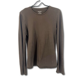 Mossimo Long Sleeve Shirt Crew Neck Brown Woman’s Size Medium